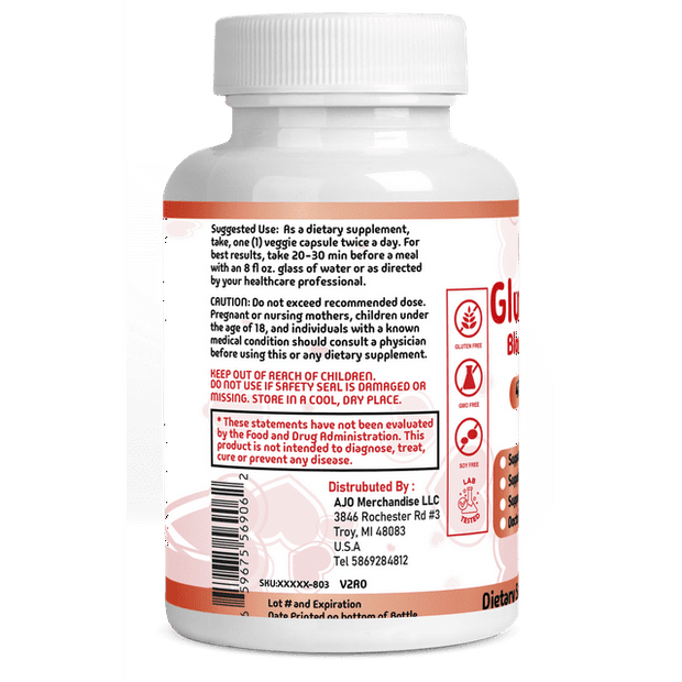 GlucoBalance Blood Sugar Support Supplement - Advanced Formula - Supports Energy Levels Mood Focus - with Cinnamon, Bitter Melon, Guggul, Banaba 60ct