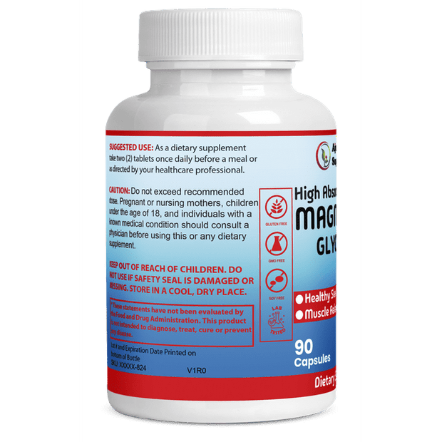 Magnesium Supplement - Supports Muscle Relax, Nerves, & Energy - Stress Relief Support - High Absorption Magnesium Glycinate, 90ct.