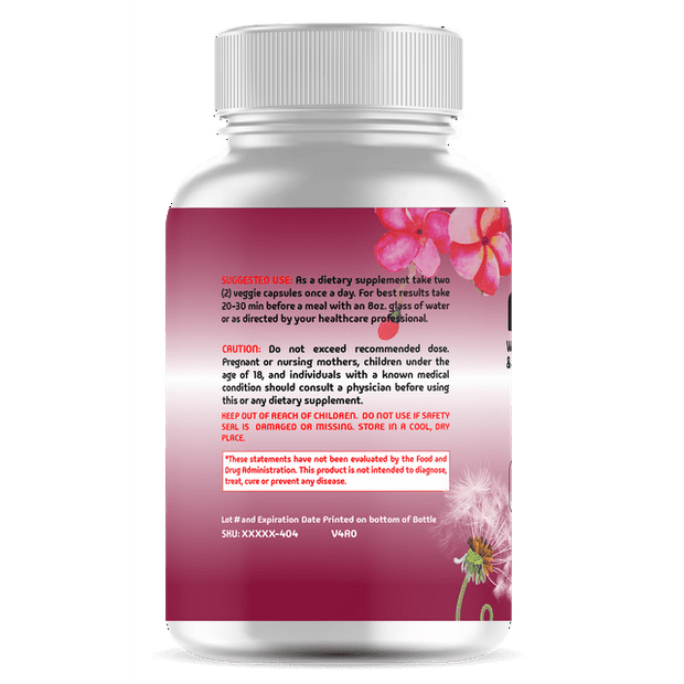 D Mannose with Dandelion Root Extract & Cranberry Juice Powder, Hibiscus Flower Extract - Liver Support, Kidney Cleanse and Urinary Tract Health for Women, 60ct