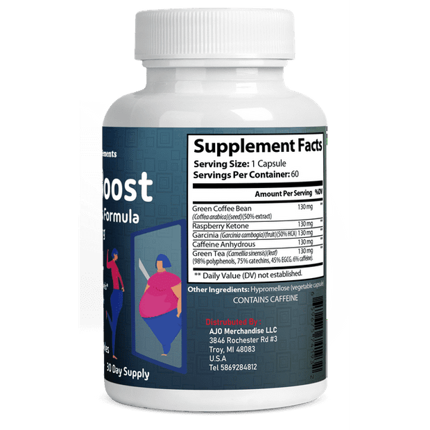 BurnBoost Weight Loss Pills Appetite Suppressant Fat Burner for Women & Men - Belly Fat Burner with Green Tea, Garcinia, Green Coffee Bean & More, 60ct