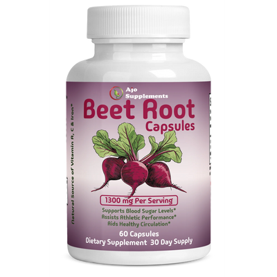 Beet Root Capsules 1300mg - Supports Healthy Blood Pressure & Heart Health, Organic, 60ct, Pure, No Additives or Fillers