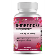 D Mannose with Dandelion Root Extract & Cranberry Juice Powder, Hibiscus Flower Extract - Liver Support, Kidney Cleanse and Urinary Tract Health for Women, 60ct