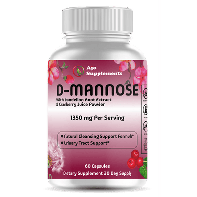 D Mannose with Dandelion Root Extract & Cranberry Juice Powder, Hibiscus Flower Extract - Liver Support, Kidney Cleanse and Urinary Tract Health for Women, 60ct