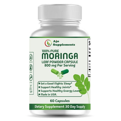 Moringa Oleifera 800mg - 100% Pure Leaf Powder - Energy, Metabolism, & Immune Support, 60ct