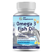 Omega 3 Fish Oil 2600 mg - Fish Oil 1200mg + Omega-3 720mg + EPA 432mg + DHA 288mg - Best Essential Fatty Acids - Premium Burpless Softgel, 60ct