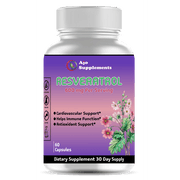 Resveratrol Supplement 600mg - Trans-Resveratrol Antioxidant, Anti-Aging Support, Immune System Support, 60ct