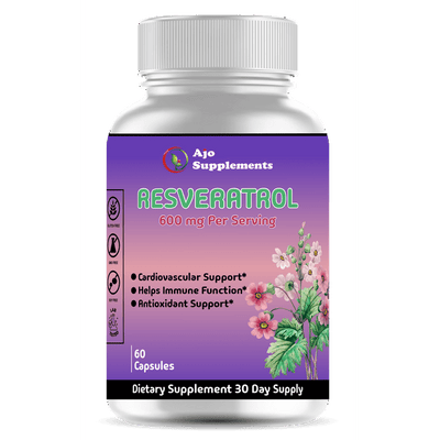 Resveratrol Supplement 600mg - Trans-Resveratrol Antioxidant, Anti-Aging Support, Immune System Support, 60ct