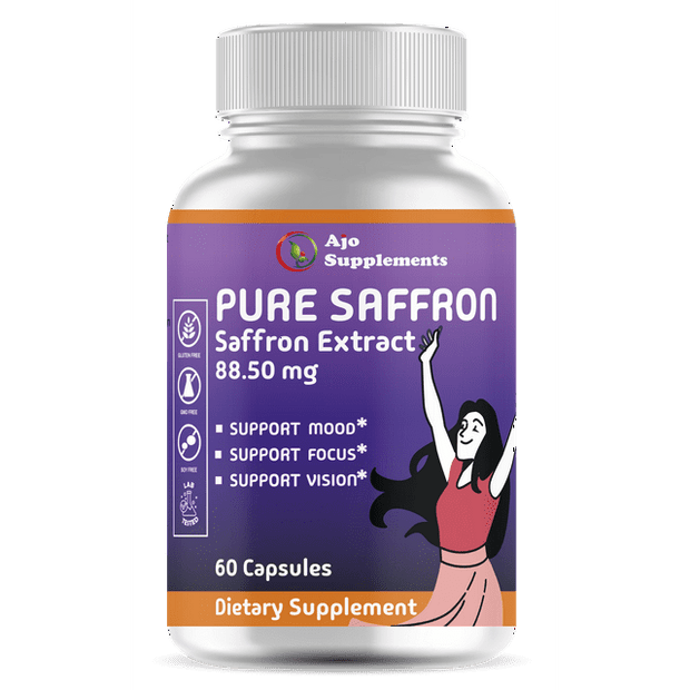 Saffron Extract Capsules 88.50 mg - Natural Appetite Suppressant - Improve Mood Focus & Vision - Weight Loss Supplement 60 ct.