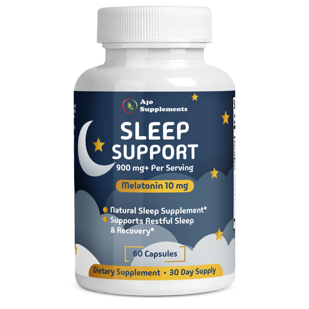 Sleep Supplement with Melatonin 10mg – Natural Aid for Deeper, Longer Sleep, 60 Capsules, Non-GMO, No Additives, Safe & Effective Sleep Support.