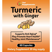 Turmeric Curcumin with Black Pepper & Ginger 655mg - Joint Support Supplement, 60 Capsules for Comfort, Flexibility & Enhanced Absorption.