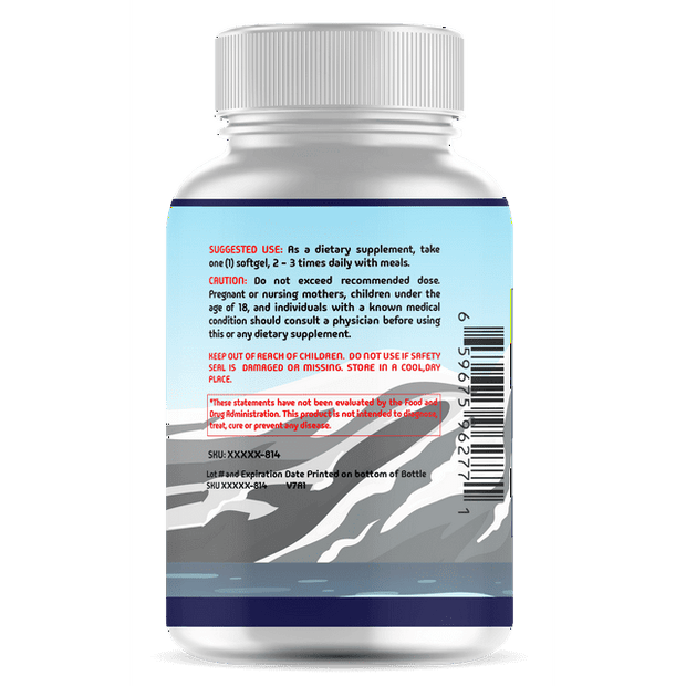 Omega 3 Fish Oil 2600 mg - Fish Oil 1200mg + Omega-3 720mg + EPA 432mg + DHA 288mg - Best Essential Fatty Acids - Premium Burpless Softgel, 60ct